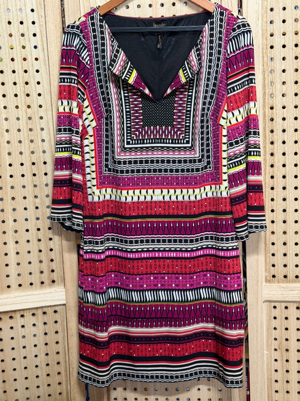 Laundry by Shelli Segal Geometric Print Shift Dress Petite SP Retro Boho